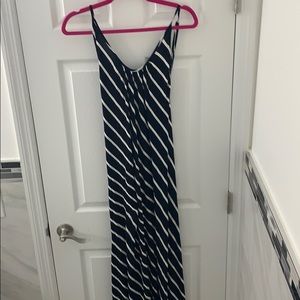 Striped backless maxi dress
